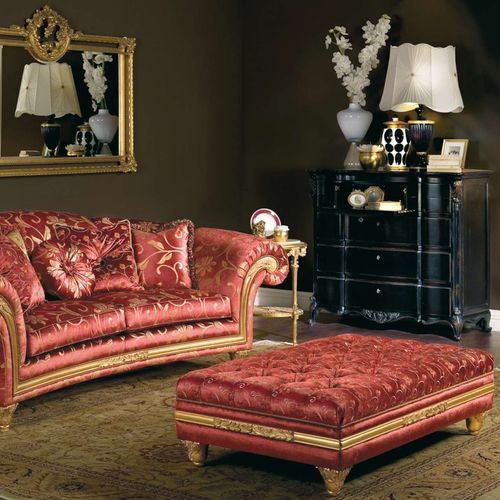 Divanetto imbottito in stile - Palace - VIMERCATI MEDA LUXURY CLASSIC FURNITURE - in tessuto / rosso / dorato