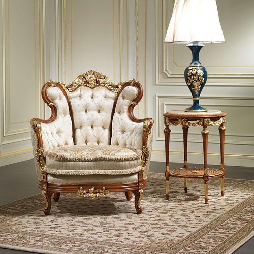 Poltrona in stile - 800 - VIMERCATI MEDA LUXURY CLASSIC FURNITURE - in tessuto / in legno / fatta a mano