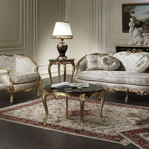 Tavolino basso in stile - Venezia - VIMERCATI MEDA LUXURY CLASSIC FURNITURE - in marmo / con supporto in legno / rotondo