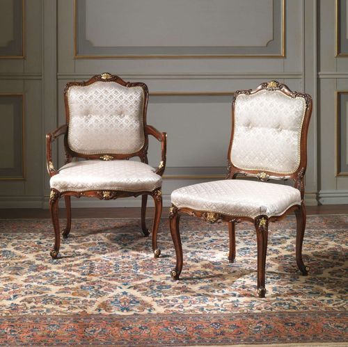 Sedia in stile Luigi XV - art. 9007/C - VIMERCATI MEDA LUXURY CLASSIC FURNITURE - da interno / in noce / con supporto in legno