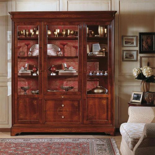 Credenza con alzata in stile francese - French 19th century - VIMERCATI MEDA LUXURY CLASSIC FURNITURE - in noce / in vetro