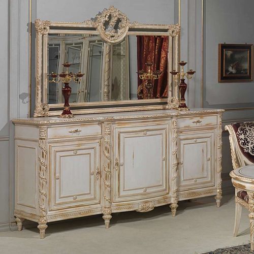 Credenza in stile Luigi XVI - art. 2001 - VIMERCATI MEDA LUXURY CLASSIC FURNITURE - in legno / con ante battenti / bianca