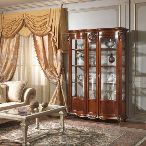 Credenza con alzata in stile Luigi XV - art. 951/2 - VIMERCATI MEDA LUXURY CLASSIC FURNITURE - in legno / in vetro