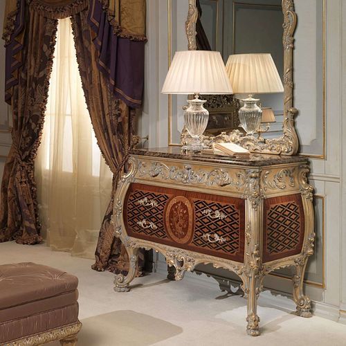Cassettone in stile Luigi XV - EMPERADOR GOLD  - VIMERCATI MEDA LUXURY CLASSIC FURNITURE - in noce / in marmo / con cassetti