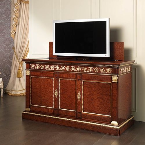 Mobile porta TV in stile Impero - art. 90 - VIMERCATI MEDA LUXURY CLASSIC FURNITURE - con sollevatore / in ottone / in mogano