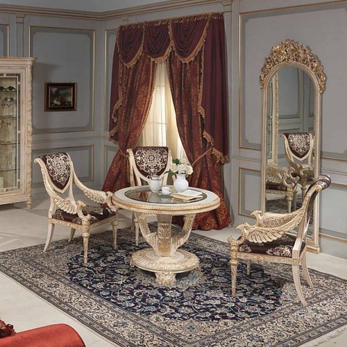 Tavolo in stile Luigi XVI - art. 970 - VIMERCATI MEDA LUXURY CLASSIC FURNITURE - in vetro / con supporto in legno / rotondo