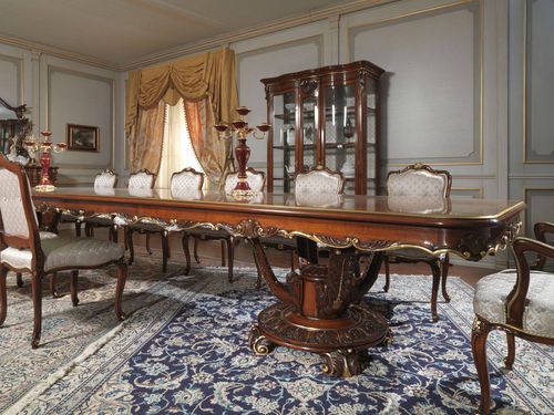 Tavolo in stile Luigi XV - ART. 951/2 - VIMERCATI MEDA LUXURY CLASSIC FURNITURE - in noce / con supporto in noce / rettangolare