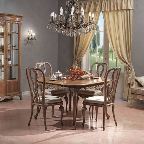 Tavolo da pranzo in stile Luigi XV - PARIS - VIMERCATI MEDA LUXURY CLASSIC FURNITURE - in legno / con supporto in legno / rotondo