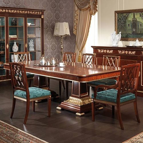 Tavolo da pranzo in stile - ERMITAGE - VIMERCATI MEDA LUXURY CLASSIC FURNITURE - in mogano / in ottone / con supporto in acagiù