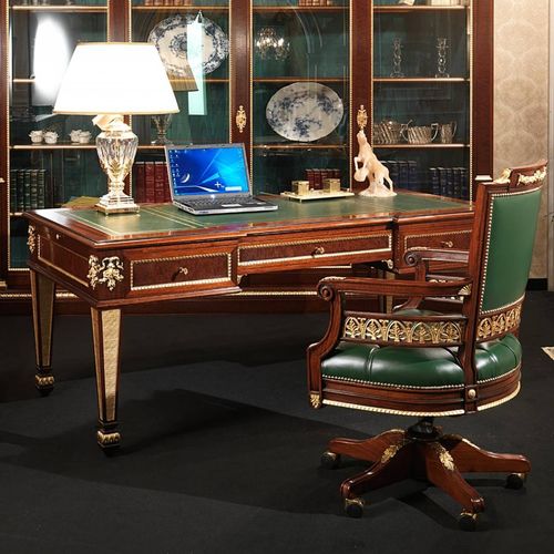 Scrivania da terra - ERMITAGE - VIMERCATI MEDA LUXURY CLASSIC FURNITURE - in stile Impero / in mogano / in pelle