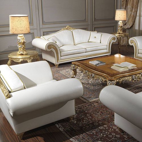 Divano in stile - IMPERIAL - VIMERCATI MEDA LUXURY CLASSIC FURNITURE - in pelle / con braccioli / per cuscini