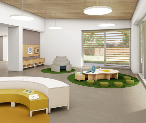 Tavolo da gioco per bambini contemporaneo - SENZ'ANGOLI - gonzagarredi - per scuola materna / in legno