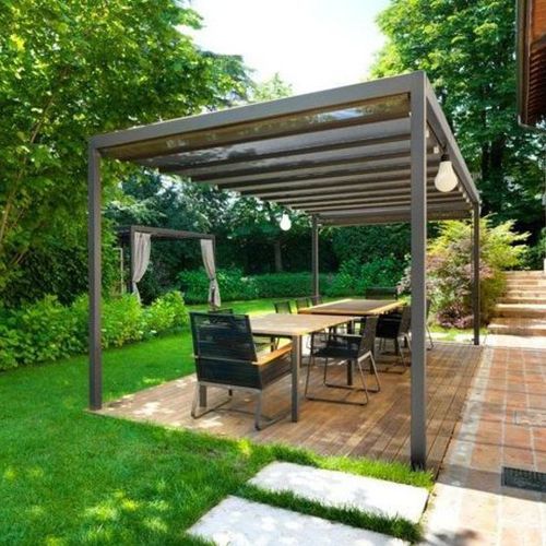 Pergola autoportante - SAINT TROP - Cagis Srl - in metallo / con copertura in tela / contract