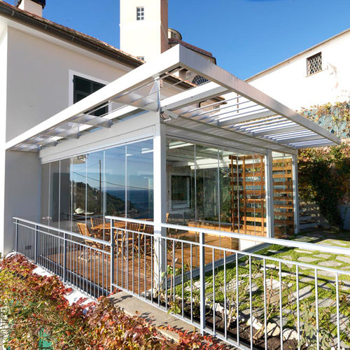 Veranda in acciaio galvanizzato - SUNSHINE - Cagis Srl - tuttovetro / con persiana avvolgibile integrata