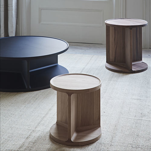 Tavolo d'appoggio contemporaneo - DRUM - Dare Studio - in rovere / in noce / con supporto in legno