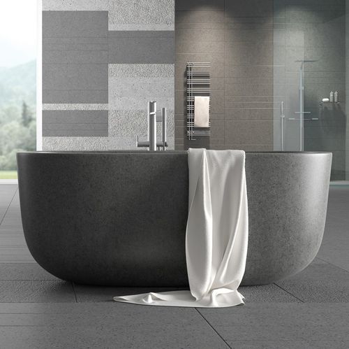 Vasca da bagno ovale - Ranieri Pietra Lavica - da appoggio / in pietra lavica / nera