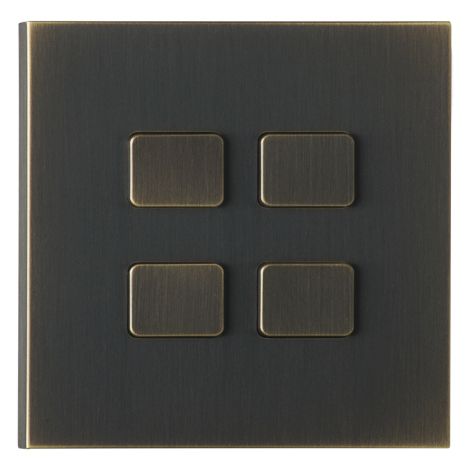 Interruttore a pulsante - PDO004-BM - LUXONOV - ad incasso / quadruplo / in ottone