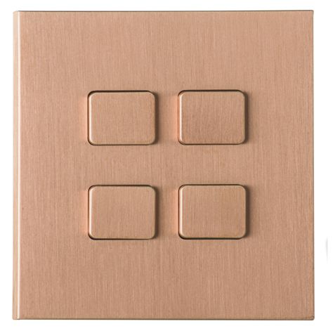 Interruttore a pulsante - PDO004-RO - LUXONOV - ad incasso / quadruplo / in ottone
