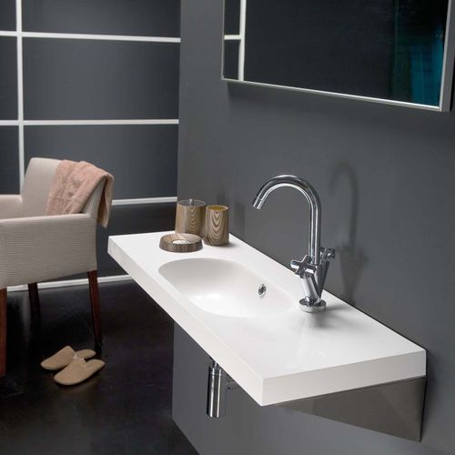 Lavabo sospeso - ICE - Bath Collection S.L. - in resina / con specchio regolabile / ovale
