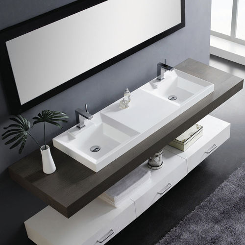 Lavabo da incasso - DUET - Bath Collection S.L. - in resina / con specchio regolabile / doppio