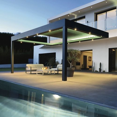 Pergola autoportante - E-MOTION - BIOSSUN - addossata / in legno / in alluminio