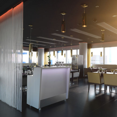 Banco reception modulare - MODULAR 1M - MOREE - impiallacciato in legno / per bar / luminoso