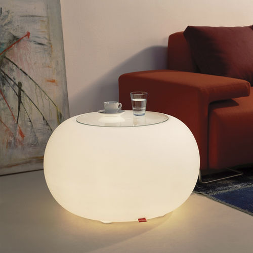 Tavolo d'appoggio contemporaneo - BUBBLE - MOREE - in vetro / con base in polietilene / rotondo