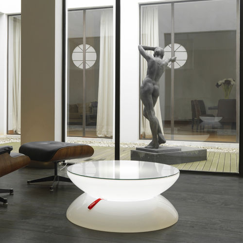 Tavolino basso contemporaneo - LOUNGE - MOREE - in vetro / con supporto in PMMA / con supporto in