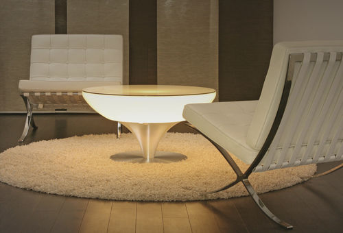 Tavolo da bistrot contemporaneo - LOUNGE 45.55.75.105 - MOREE - in vetro / con supporto in alluminio / rotondo