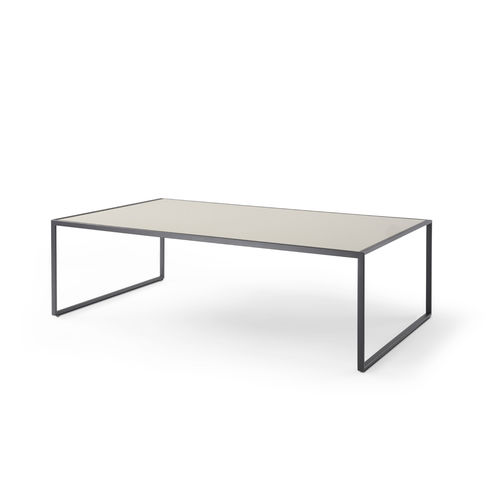 Tavolino basso contemporaneo - minimize - YOMEI - in vetro / impiallacciato in legno / in ebano di macassar