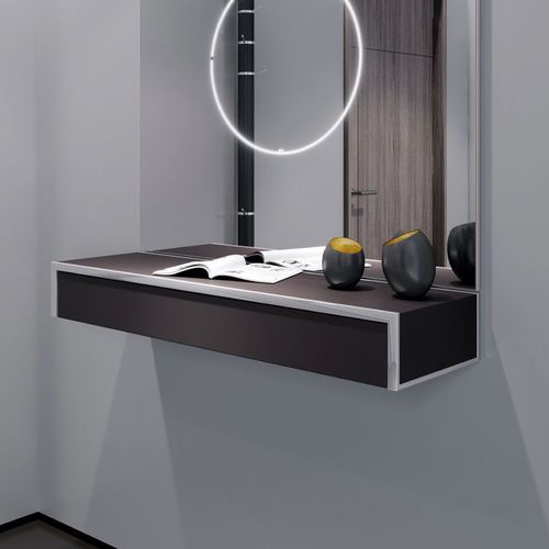 Consolle contemporanea - Smart  - YOMEI - impiallacciata in legno / in pelle / rettangolare