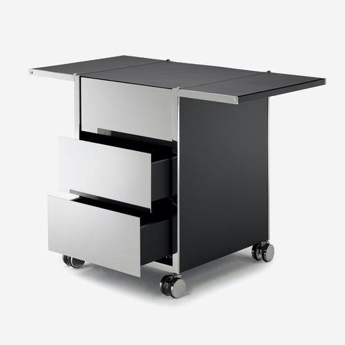 Cassettiera per ufficio in pelle - Fold  - YOMEI - in acciaio inossidabile / 2 cassetti / 3 cassetti