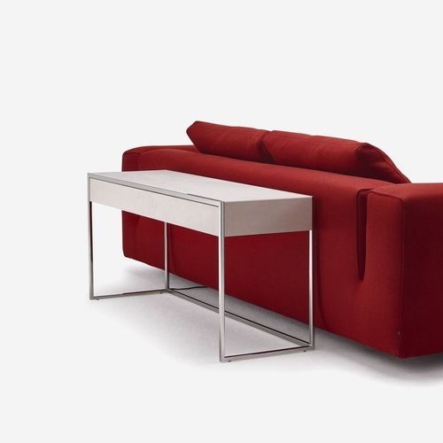 Consolle contemporanea - Smart  - YOMEI - in rovere / in pelle / con supporto in acciaio inossidabile