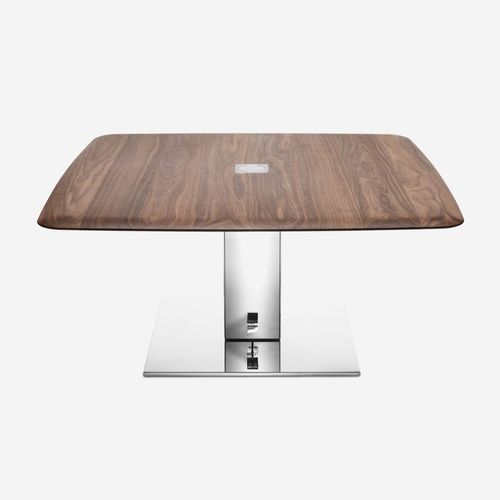 Tavolino basso contemporaneo - S100 - YOMEI - in noce / in acero / con supporto in metallo