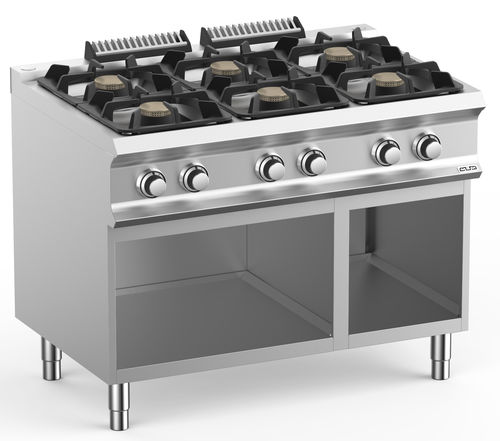 Blocco cottura a gas - FB711AXL - mbm - 6 fuochi / 1 forno / in ghisa