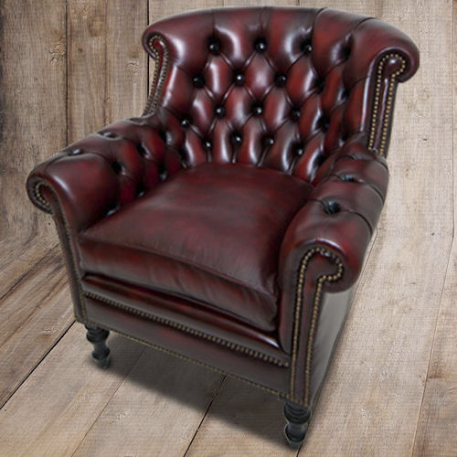 Poltrona club chesterfield - Old Wessex - Kingsgate Furniture ltd - in pelle / in legno massiccio / con cuscino rimovibile