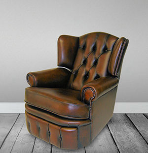 Poltrona classica - REGAL - Kingsgate Furniture ltd - in pelle / con poggiapiedi / a orecchioni