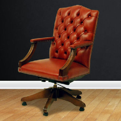 Poltrona da ufficio classica - Gainsborough  - Kingsgate Furniture ltd - in pelle / in legno massiccio / ad altezza regolabile