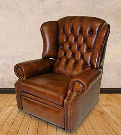 Poltrona classica - Bloomsbury  - Kingsgate Furniture ltd - in pelle / in legno massiccio / con poggiapiedi