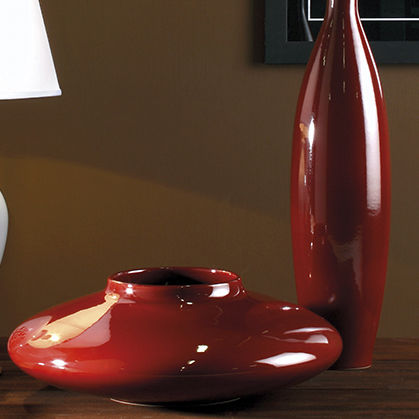 Vaso contemporaneo - CORALLO - Cerasarda - in ceramica / rosso