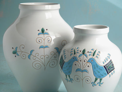 Vaso tradizionale - LE PAVONCELLE - Cerasarda - in ceramica / fatto a mano