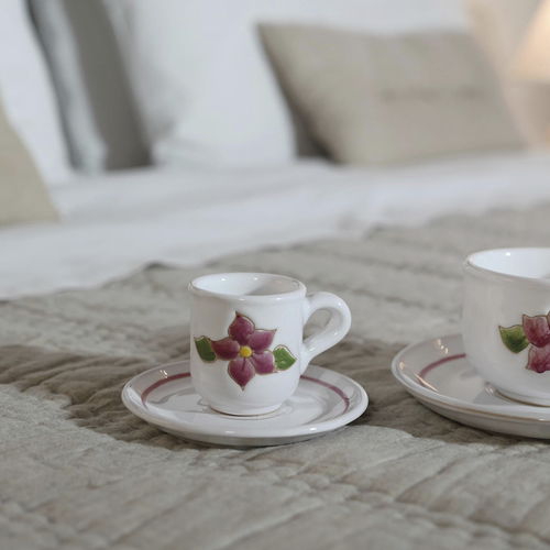 Tazzina di caffè in ceramica - PRIMAVERA ROSA - Cerasarda - per uso domestico