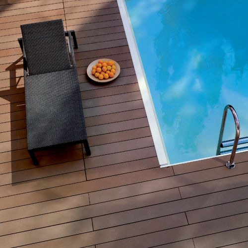 Listone per esterno in legno composito (WPC) - QUALITA 020C - GEOLAM - a clip / impermeabile / aspetto legno