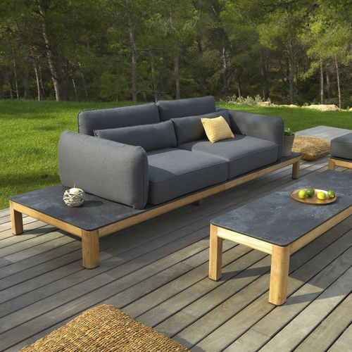 Divano contemporaneo - TEKURA - LES JARDINS - da giardino / nero / in teak