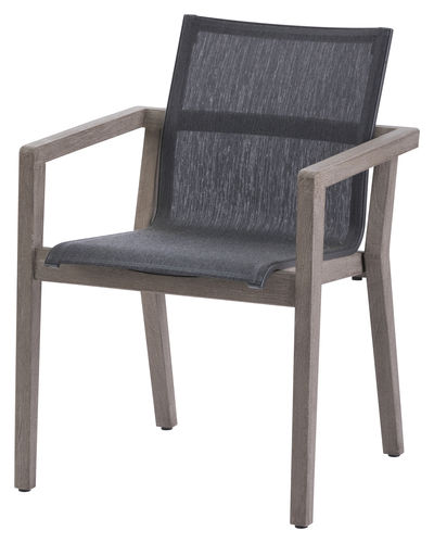 Poltrona contemporanea - COPENHAGUE - LES JARDINS - in Batyline® / in teak / a schienale alto