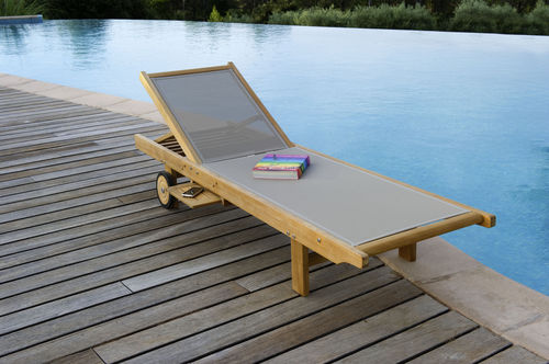 Lettino prendisole classico - AZUR - LES JARDINS - in Batyline® / in teak / contract