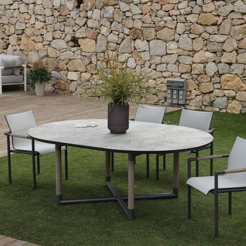 Tavolo contemporaneo - BASTINGAGE - LES JARDINS - in HPL / con supporto in alluminio / con supporto in teak
