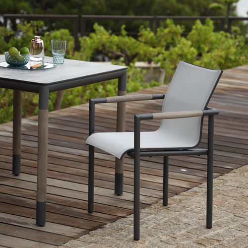 Sedia contemporanea - BASTINGAGE - LES JARDINS - da esterno / in tela / in teak