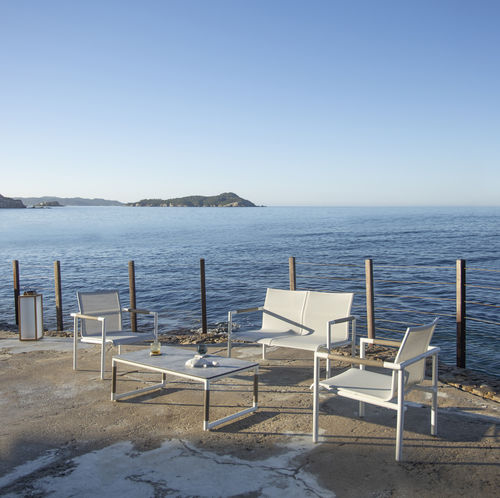 Poltrona contemporanea - BASTINGAGE - LES JARDINS - in tela / in teak / in alluminio