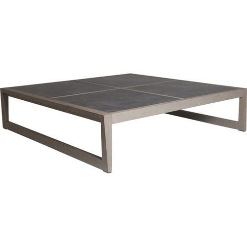 Tavolino basso contemporaneo - SKAAL - LES JARDINS - in ceramica / con supporto in teak / rettangolare